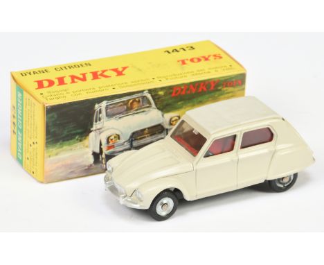 French Dinky Toys 1413 Citroen Dyanne&nbsp; - light Grey including roof panel, red interior and silver trim -&nbsp; - Good Pl