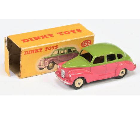 Dinky Toys 152 Austin Devon - Two-Tone green over cerise, silver trim, light beige rigid hubs - Good Plus still a lovely brig