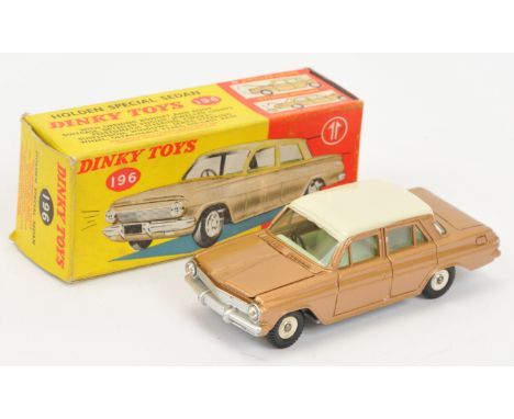 Dinky Toys 196 Holden Special Sedan - Light metallic brown, off white roof, pale green interior, silver trim, spun hubs and w