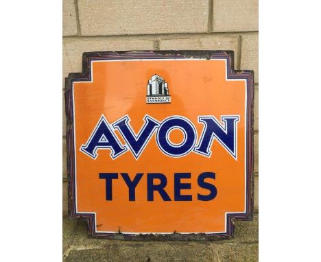 An Avon Tyres Art Deco enamel sign, 24 x 24".