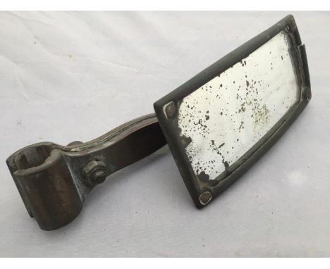 A vintage Stadioscope windscreen mounted rear view mirror with bracket to suit a vintage Bentley or similar.