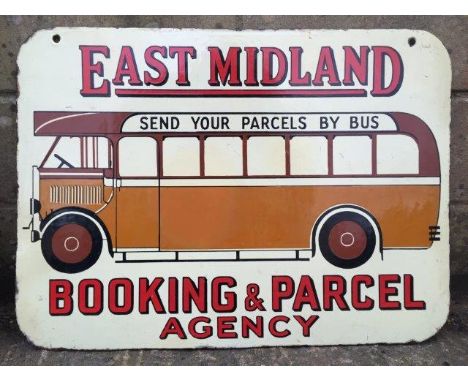 A good East Midland pictorial bus enamel sign. 