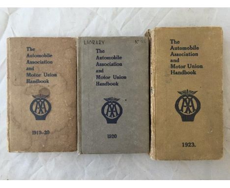 Three Automobile Association and Motor Union handbooks for 1919-20; 1920 and 1923.