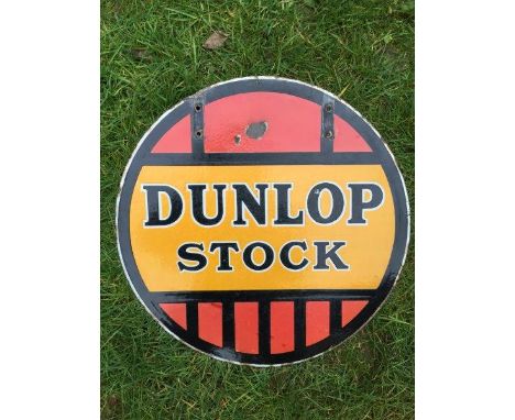 A small Dunlop Stock double sided enamel sign, 18" diameter.