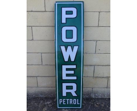 A Power Petrol rectangular enamel sign in very good condition with one spot retouched, 12 x 48"