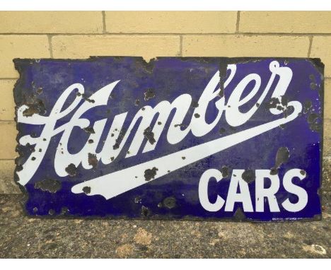 A Humber Cars rectangular enamel sign by Wildman and Meguyer, 44 x 23".