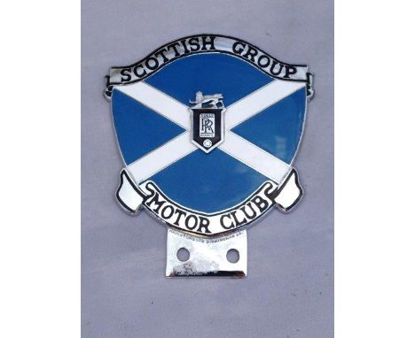A Rolls-Royce Motor Club Scottish Group enamel car badge, in excellent condition and in original packaging.