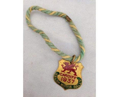 A Welsh Motor Rally Cardiff 1937 part enamel badge.
