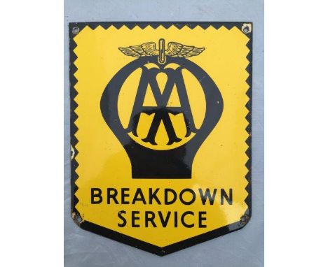 A small AA Breakdown Service enamel sign, 7 x 9".