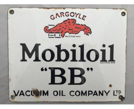 A Mobiloil 'BB' rectangular enamel sign in very good condition, 11 x 9".