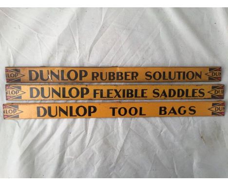 Yesterday's World Museum Bicycle Repair Shop - a set of three Dunlop shelf strips -  Rubber Solution, Flexible Saddles and To