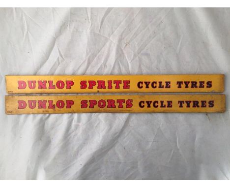 Yesterday's World Museum Bicycle Repair Shop - a pair of Dunlop Cycle Tyres shelf strips for Sports and Sprite. 