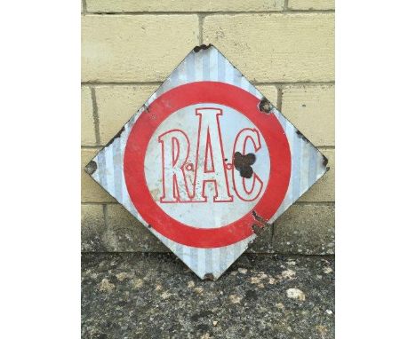 An early RAC lozenge shaped enamel sign, 24 x 24".