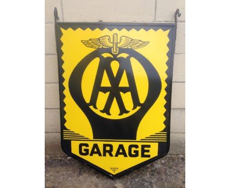 A good pair of AA Garage enamel signs set within original frame and hanging bracket, in excellent condition by Franco SW1, 22