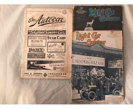The Autocar, no. 1076 Saturday June 3rd 1916 and two early editions of The Light Car and Cycle Car, both December 1924. 