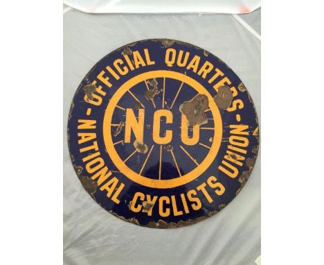 A National Cyclists Union Official Quarters circular enamel sign, 18" diameter.