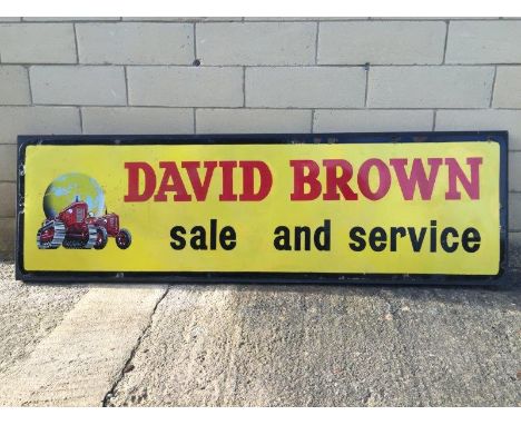 A David Brown Sale and Service part pictorial enamel sign mounted on board, 73 x 22", with restorations.