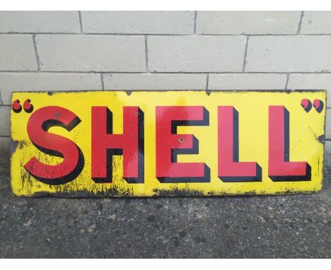 A Shell rectangular enamel sign by Bruton of Palmers Green, 54 x 18". 
