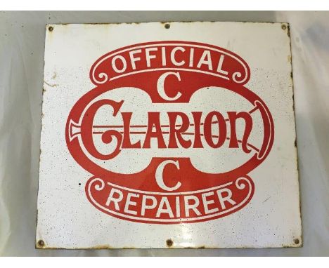 An early enamel sign - Official Clarion repairer, 18 x 16"