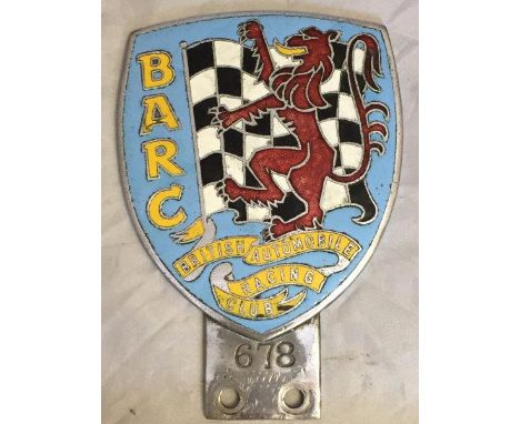 A BARC enamel car badge, no. 678.