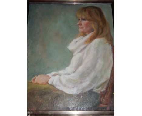 20th Century British School, Portrait of  Woman, oil on board, 49 x 40cm.
