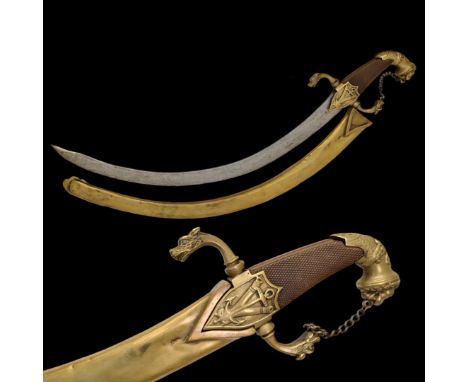 A Rare French, First Empire, Napoleonic Officer's Fleet Artillery, Dagger, Dirk in the style a la Marengo. A bronze, chased h