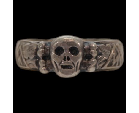 WWII Nazi German Silver SS TOTENKOPF Ring. The ring was initially presented to senior officers of the Old Guard (of which the