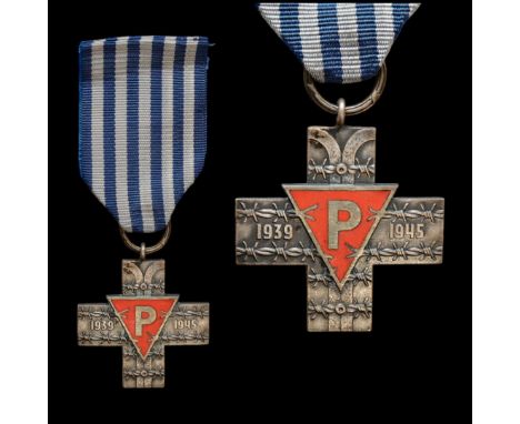 The Cross of Nazi Concentration Camp Prisoners, Polish People's Republic, 20th century. The award is a Greek cross made of si
