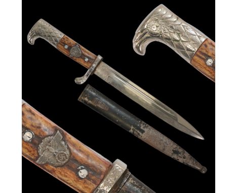 Nazi German Police dagger (bayonet), AUG. LUNEBURG KIEL (AUGUST L†NEBURG WAFFENHAUS KIEL). The blade is steel, straight, sing
