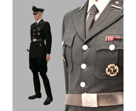 Extra rare WWII Nazi German Allgemeine SS Officer's Uniform 30s 20th century. This historically significant set includes the 