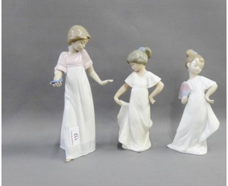 Collection of three Nao porcelain girl figures, tallest 26cm, (3) 