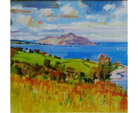 Cunningham Contemporary coloured print in a glazed and giltwood frame, 60 x 55cm 