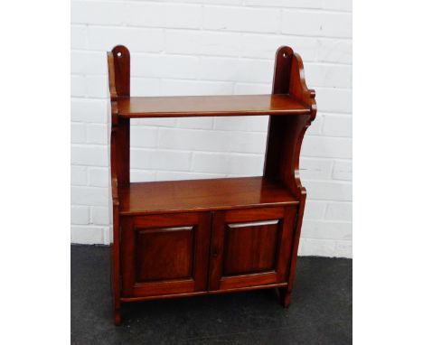 Mahogany wall hanging shelf, 74 x 52cm