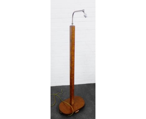 Art Deco style walnut standard lamp, 157cm