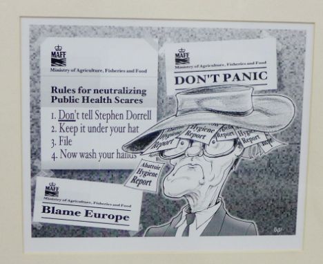 'Don't Panic, Blame Europe'  Framed print, 24 x 20cm 