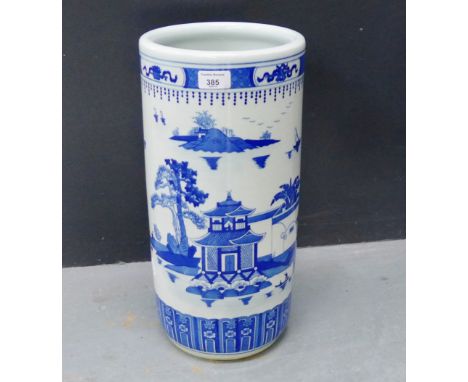 Blue and white Pagoda patterned pottery stick stand