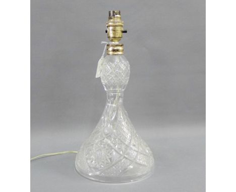 Cut crystal table lamp base, 30cm high excluding fitting