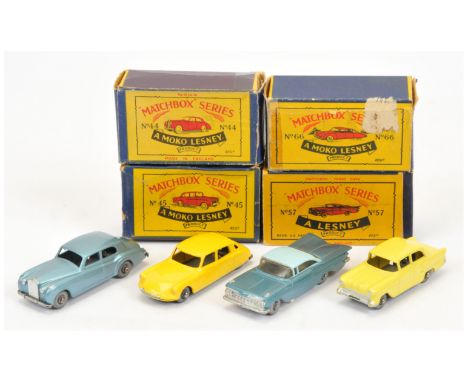 Matchbox Regular Wheels group - (1) 44a Rolls Royce Silver Cloud - metal crimped wheels (2) 45a Vauxhall Victor - metal crimp