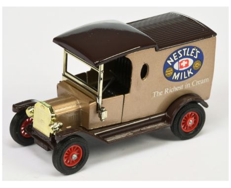 Matchbox Models of Yesteryear Y12 Ford Model T Van - "Nestles Milk" colour trial - gold body, dark brown roof and chassis, ca
