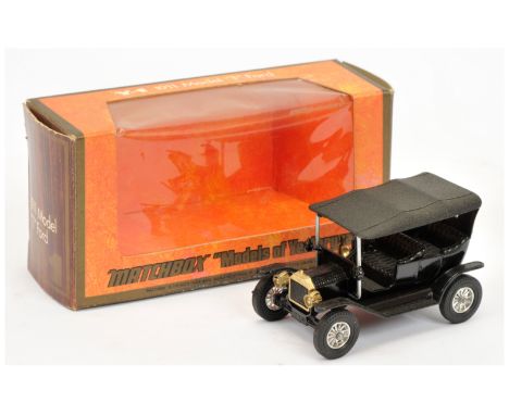 Matchbox Models of Yesteryear Y1 Ford Model T Car - black body and chassis, black textured roof, black seats and grille, unpa