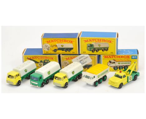 Matchbox Regular Wheels boxed group (1) 13d Dodge Wreck Truck - lemon yellow cab and jib, green body and base, turquoise gree