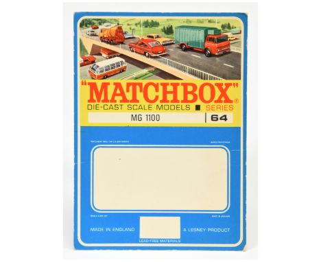 Matchbox Regular Wheels 64b MG 1100 un-punched printers sample blister pack backing card - Excellent Plus, some light marks t