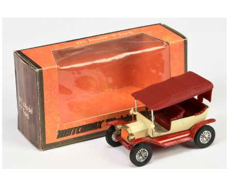 Matchbox Models of Yesteryear colour trial model Y1 1911Ford Model T Car - cream body, red chassis, dark red seats &amp; text
