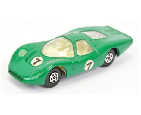 Matchbox Superfast 45a Ford Group 6 - Rare flat non-metallic green body with circular racing number 7 nose &amp; door labels 