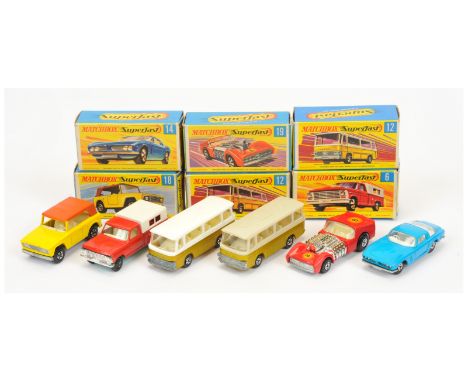 Matchbox Superfast&nbsp; Group Of 6 To Include&nbsp; -&nbsp; 6a Ford Pick-Up Truck - red body, white plastic canopy, Turquois