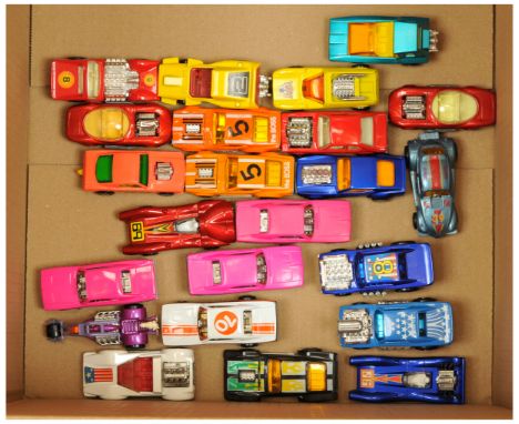 Matchbox Superfast Group of Unboxed To Include - 10 Piston Popper - Blue, 67 Ford Capri - red, 70 Dodge Dragster - Pink with 