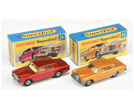 Matchbox Superfast pair (1) 46a Mercedes 300SE - metallic gold body, cast shut doors, opening trunk, ivory interior, narrow 5