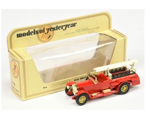 Matchbox Models of Yesteryear Y6 1920 Rolls Royce Fire Engine - darker red body and chassis, bright red plastic drivers seat,