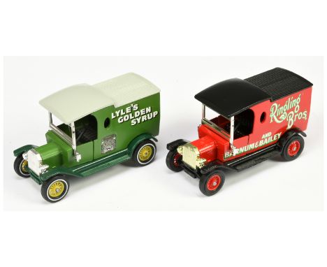 Matchbox Models of Yesteryear Y12 Ford Model T Van colour trial pair (1) "Ringling Bros" red body, black roof and chassis, ca