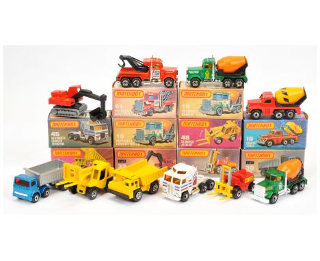 Matchbox Superfast A Group Of 10 To Include -19d Cement Truck - Green with yellow side tampo print another but white, 15b For